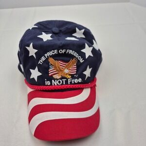 Vtg USA Patriotic Hat Cap Eagle Flag Rope The Price of Freedom Trucker Nissan